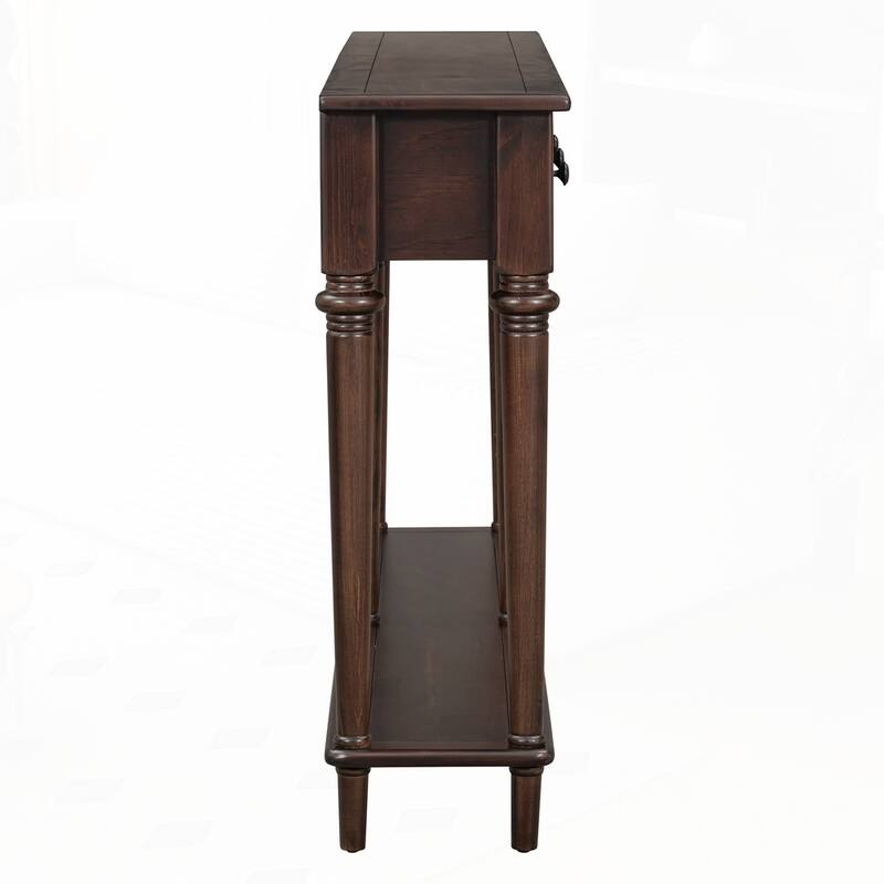 Retro Console Table with Open Shelf and 4 Drawers for Entryways
