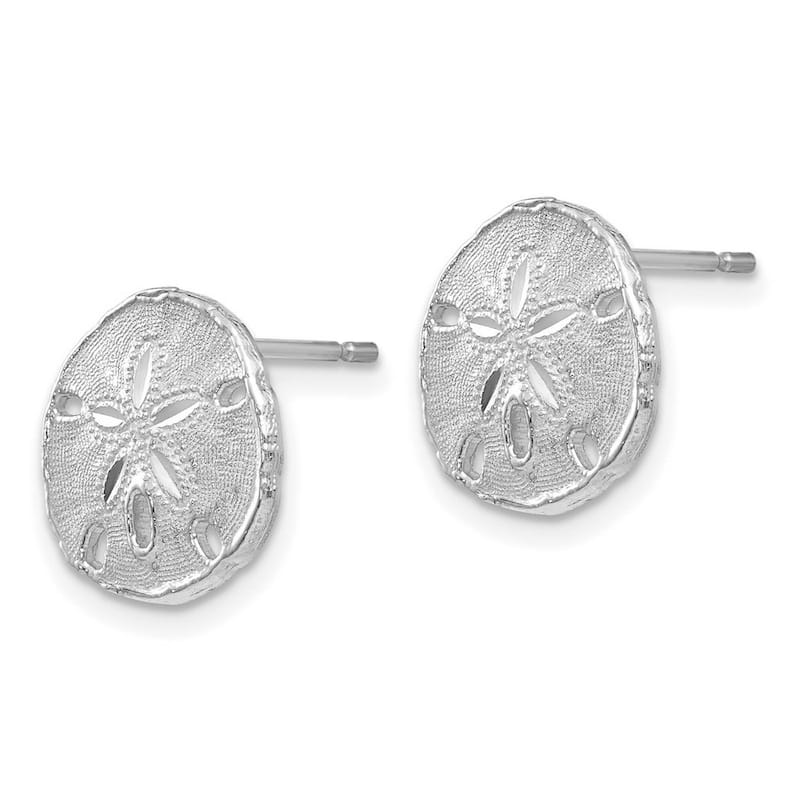 Curata 14k White Gold High Polish White Sand Dollar Post Earrings - 11.3x11.55mm