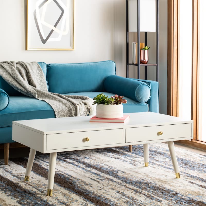 SAFAVIEH Levinson Mid-Century Gold Cap Coffee Table - 48" x 24" x 18"