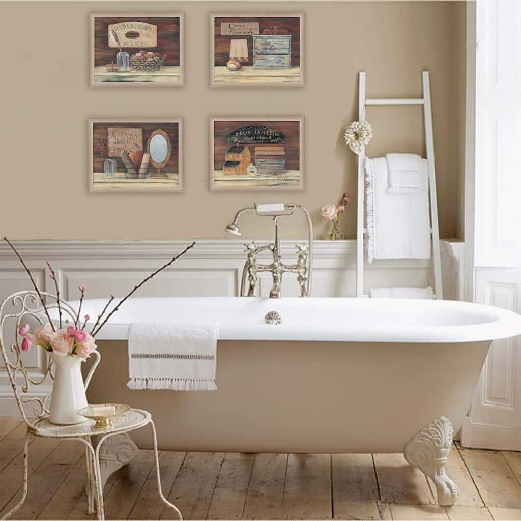 TrendyDecor4U Contemporary "BATHROOM COLLECTION I" 4-Piece Vignette by Pam Britton