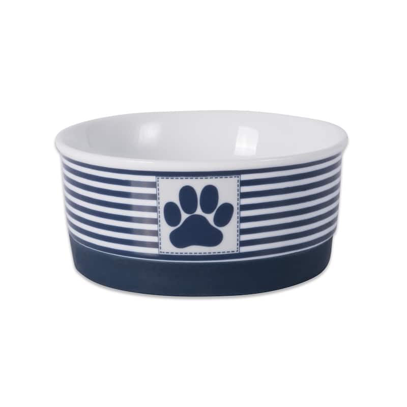 DII Printed Pet Feeding Bowl - Single - Small Round - Stripes Blue