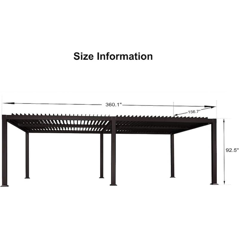 PURPLE LEAF Outdoor Louvered Pergola with Adjustable Metal Roof for Patio Pergola - 13' x 30' - Bronze
