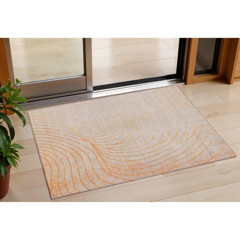 HomeRoots Abstract Transitional Rectangle Outdoor Rug - 3' x 5'