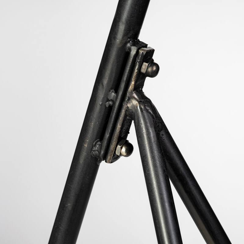 HomeRoots 58" Black Metal Tripod Floor Lamp With Black And Gold Metal Cone Shade - 17.72" W x 58.27" H x 20.08" D