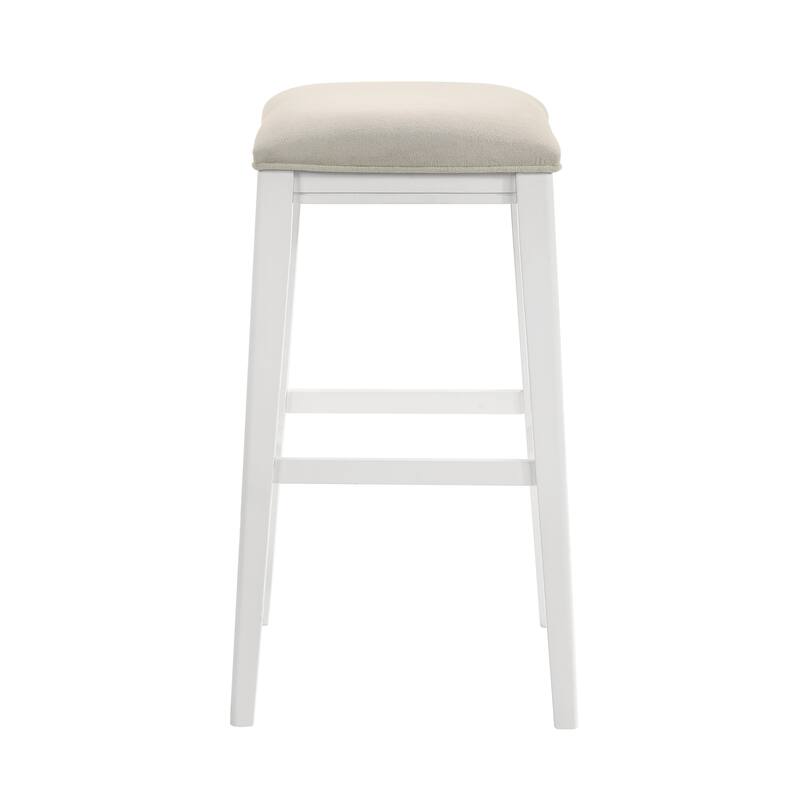Jane Contemporary Transitional Backless Wood Counter Height Kitchen Bar Stool with Fabric Upholstered Seat