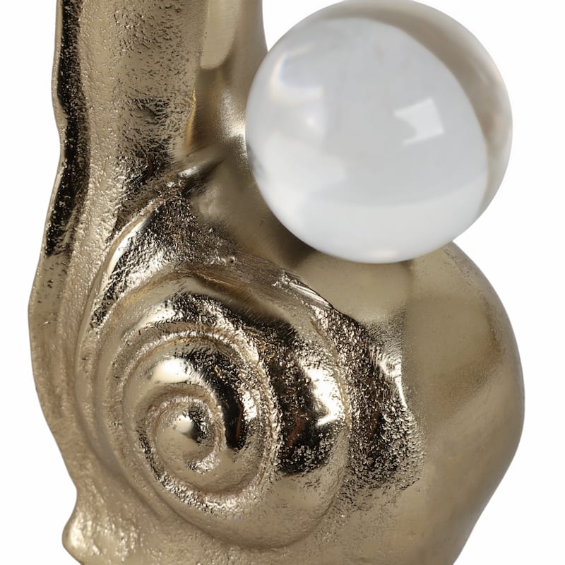 Metal and Glass Snail Figurine with Orb Accent Finish - 10" Gold - 4" x 4" x 10"