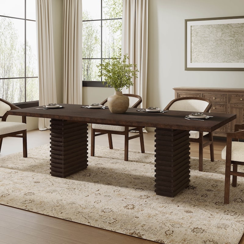 Christopher Knight Home - 95-Inch Wood Dining Table with Double Pedestal Base, Seats 8-10