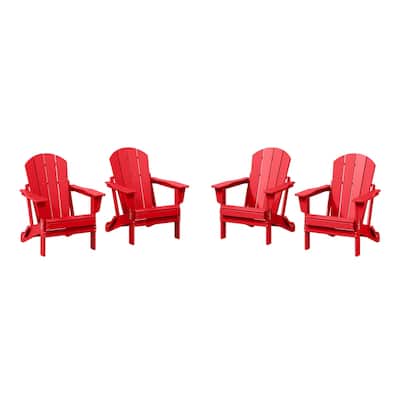 Polytrends Laguna Weather Resistant Outdoor Patio Folding Adirondack Chairs (Set of 4)