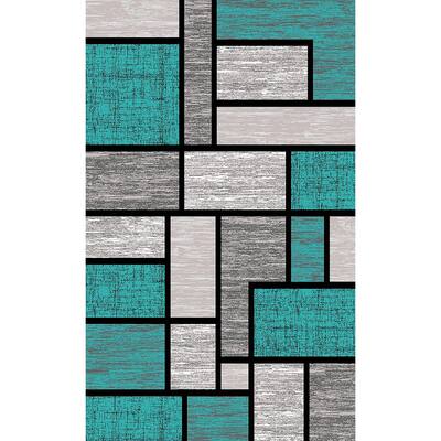 LYKE Home Turquoise geometric inspired Rug