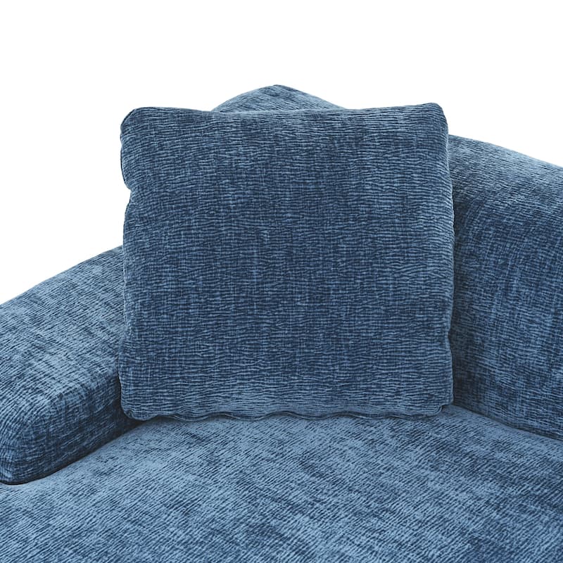 Chenille L-Shape Modular Sectional Sofa, 3 Seat Lounge Couch with 2 Pillows Corner Sofa Deep Seat Sofa for Living Room