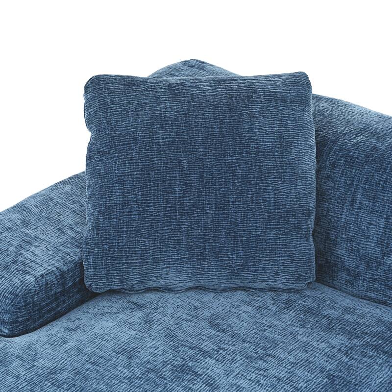 Modern Large L-Shape Modular Sectional Sofa, Blue Polyester, 2 Piece Free Combination