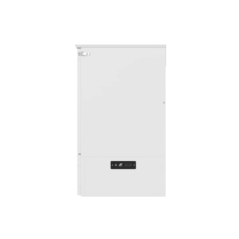 Aspen Queen Murphy Bed Chest with 6" Mattress, Storage Drawer & Built-In Charger in White