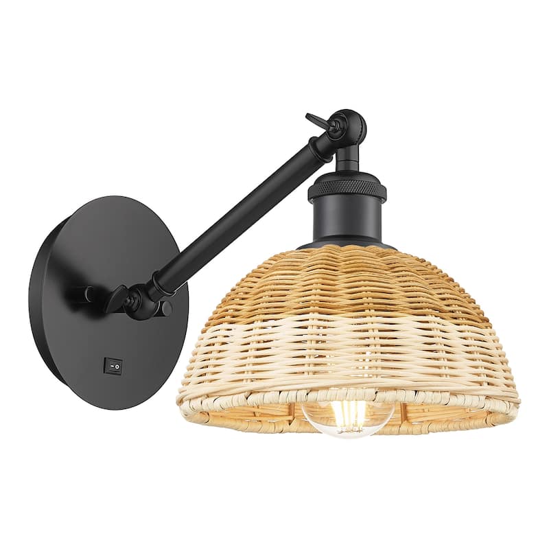 Innovations Lighting 317-1W-10-8 Bristol Natural II Sconce Bristol - Matte Black / Natural