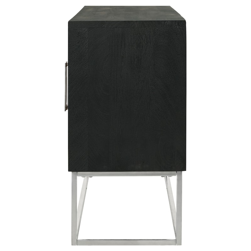 Borman 4-Door Wood Accent Cabinet Walnut and Black