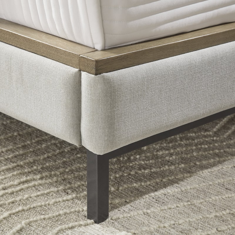 Signature Design by Ashley Tomtyn Beige/Light Brown Upholstered Platform Bed
