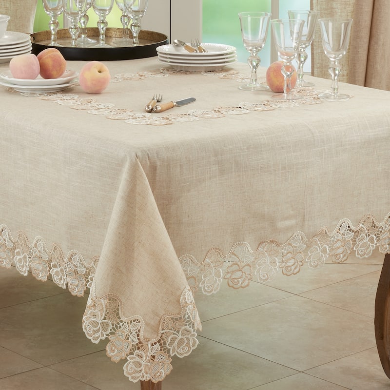 Lace Tablecloth With Rose Border Design - 72"x72"