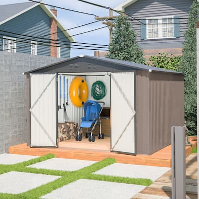 10'x10' Metal Storage Shed with Lockable Doors