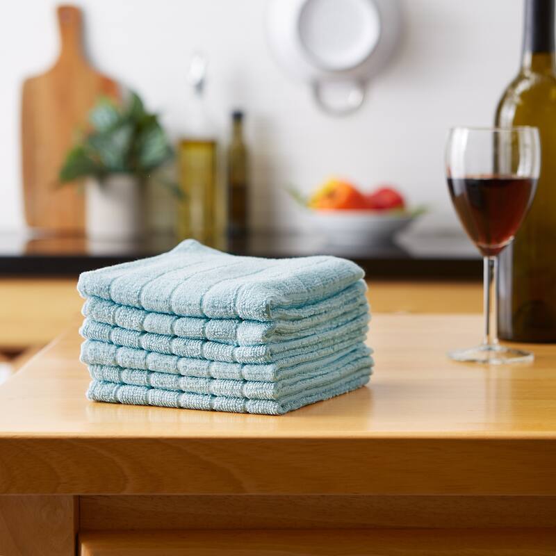 DII Solid Windowpane Terry Dishcloth Set of 6