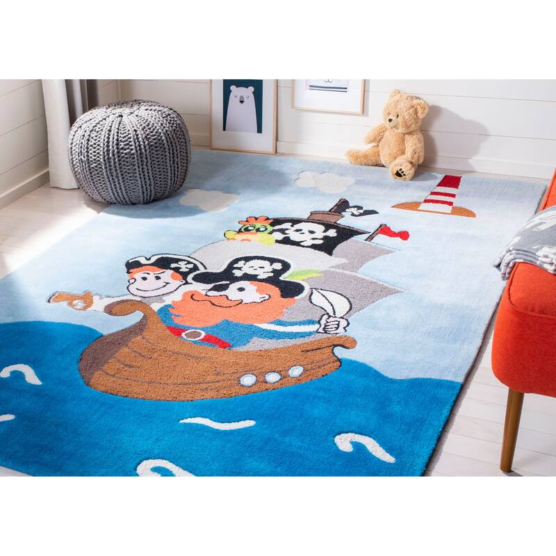 SAFAVIEH Handmade Kids Bengi Pirate Ship Polyester Rug
