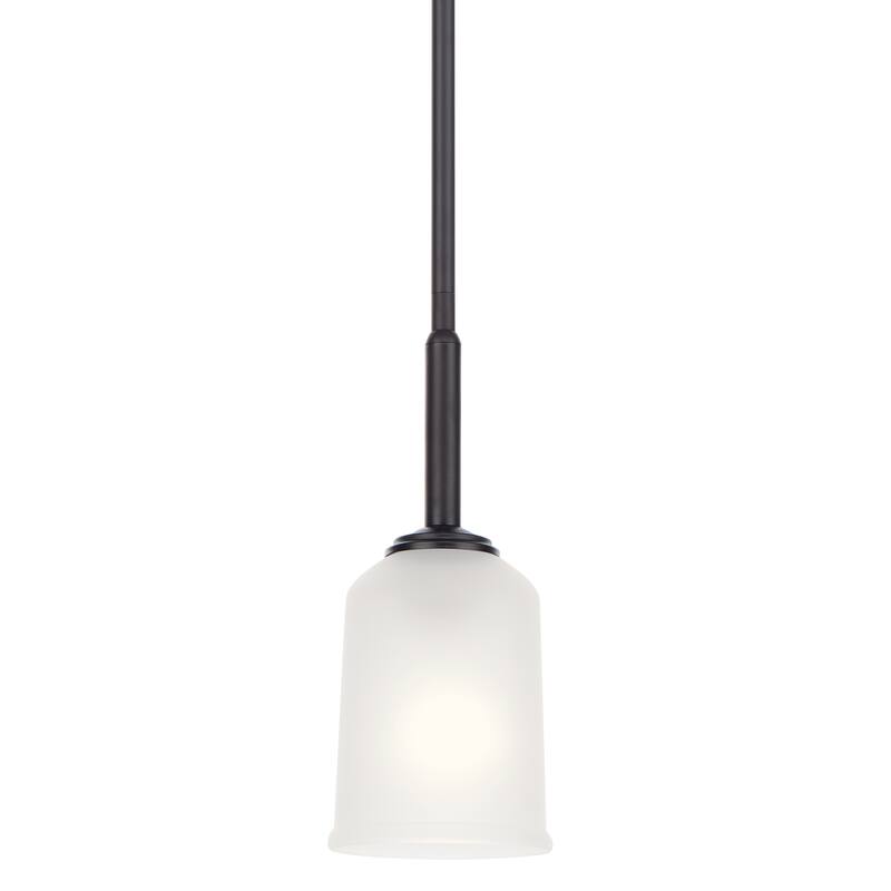 Kichler Lighting Shailene 1-Light Black Transitional Mini Pendant Light with Satin Etched Glass