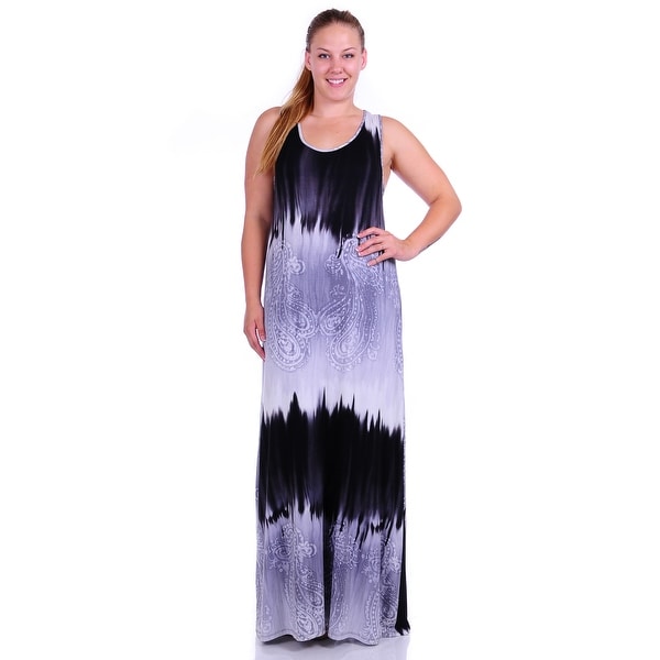 Simply Ravishing Women's Plus Size Tie Die Full Length Maxi Dress