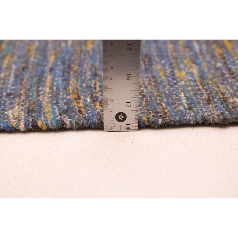 ECARPETGALLERY Flat-Weave Nevada Dark Blue Wool Kilim - 7'10 x 9'10