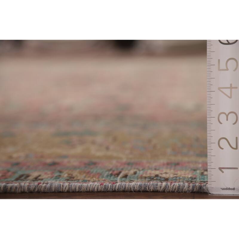 Hand Knotted Oriental 100% Wool Carpet Traditional All-Over Pink Tabriz Area Rug - 12' 8'' X 9' 7''