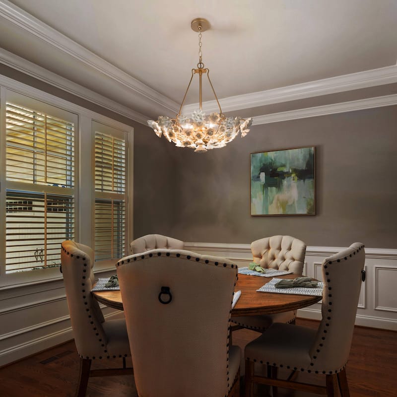 Cotia Mid-century Modern Bowl Chandelier 3-light Ceiling Light Handmade Ceramic Flower Dining Room - D 20" x H 82"