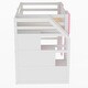 preview thumbnail 10 of 21, Castle Style Twin Size Low Loft Bed with Storage Staircase and Window Design, Playhouse Design Loft Bedframe with Guardrails