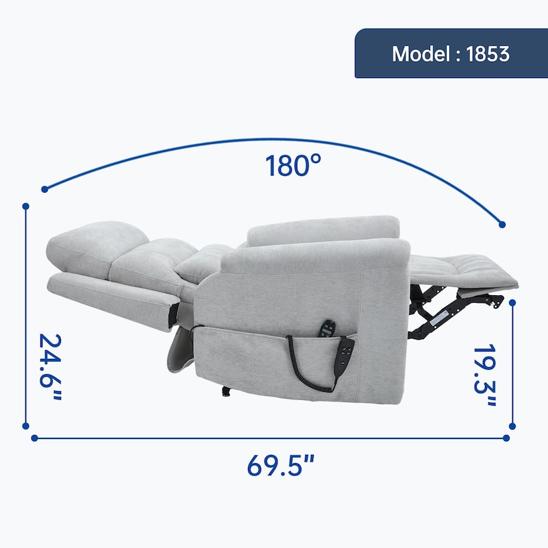 Roomfitters Dual Motor Power Lift Recliner 180 Flat Infinite Position Heat Massage Heavy Duty Leatherair Sofa