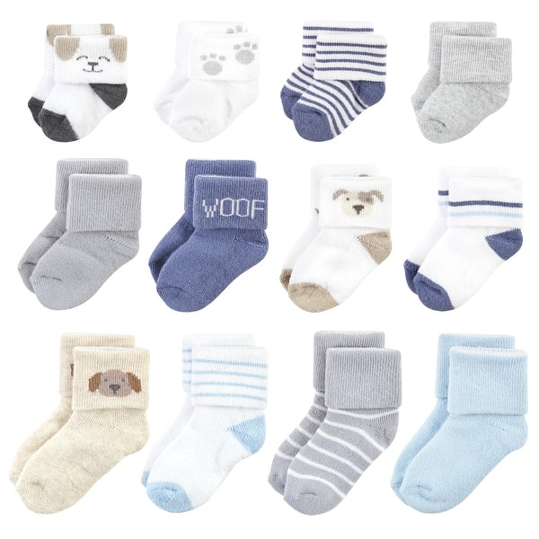 slide 1 of 1, Hudson Baby Infant Boys Grow With Me Socks 12pk, Dog, 0-24 Months - Dog 0-24 Months - Dog