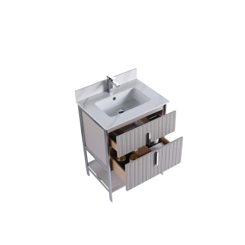 Fine Fixtures Serenity Modern Bathroom Vanity with White Carrara Stone Top