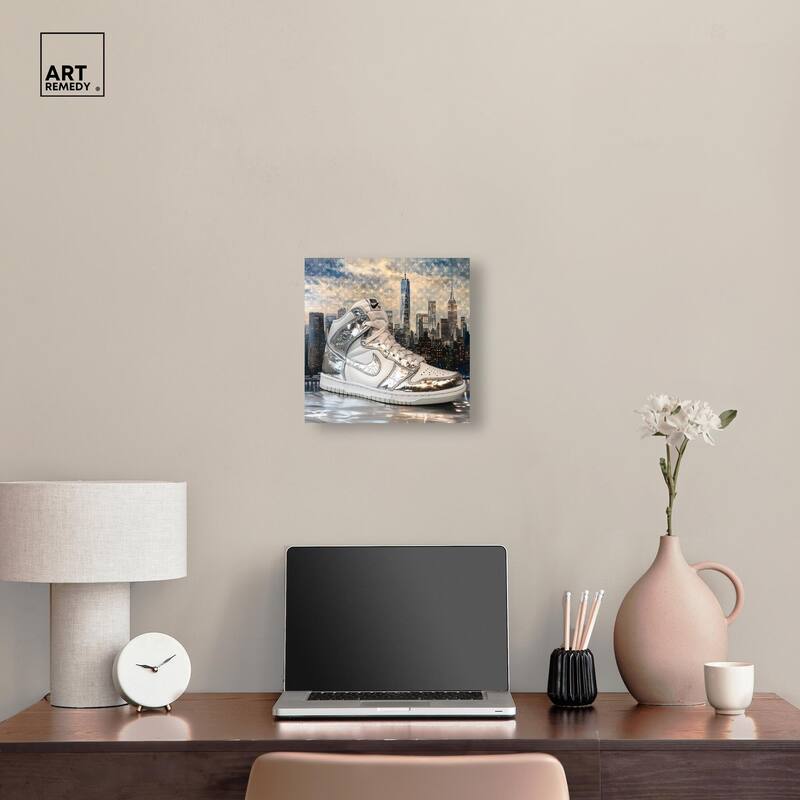 NYC Metallic Sneaker Canvas by Art Remedy, Gallery Wrapped