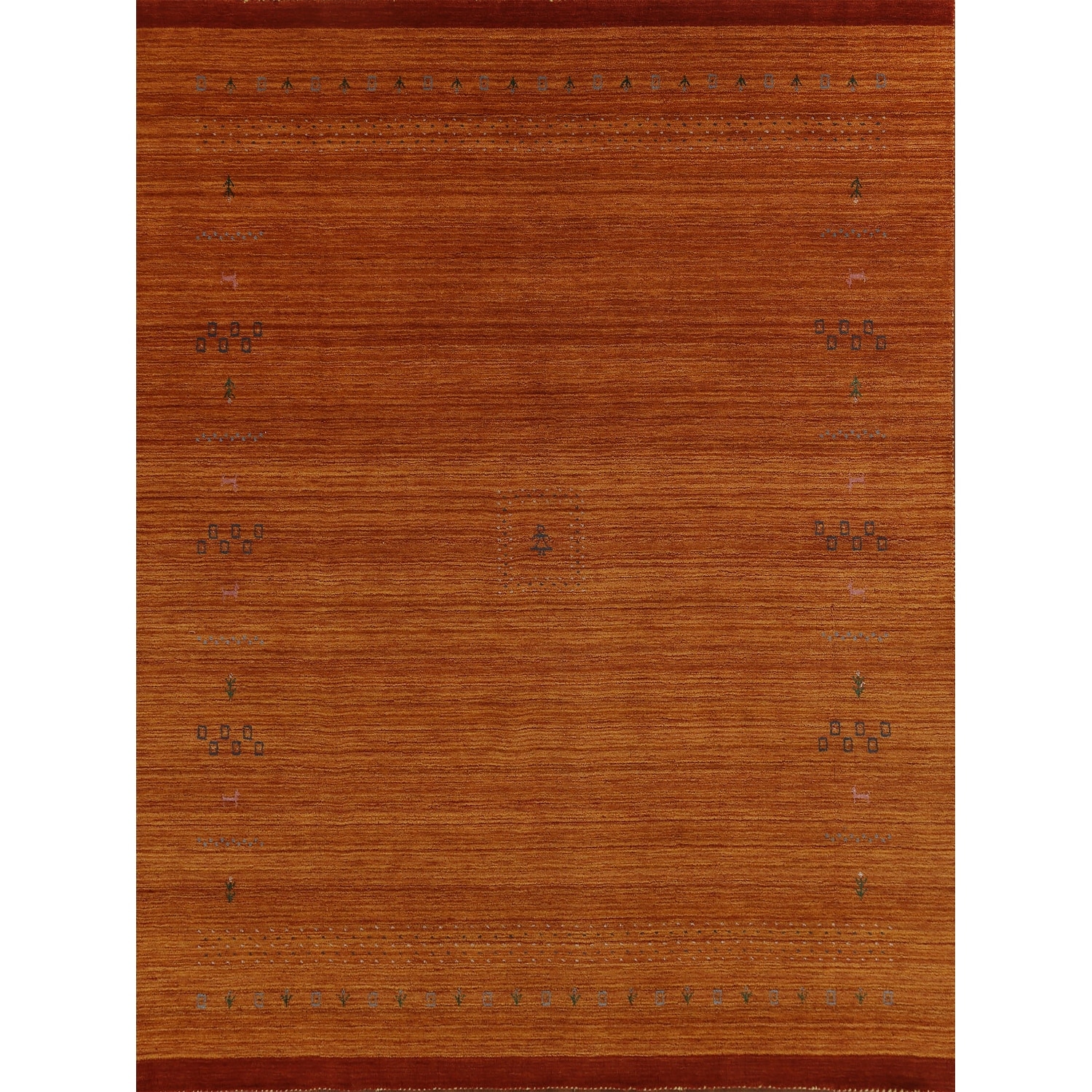 Orange Gabbeh Oriental Area Rug Hand-Knotted Wool Carpet - 8'0" x 9'9"