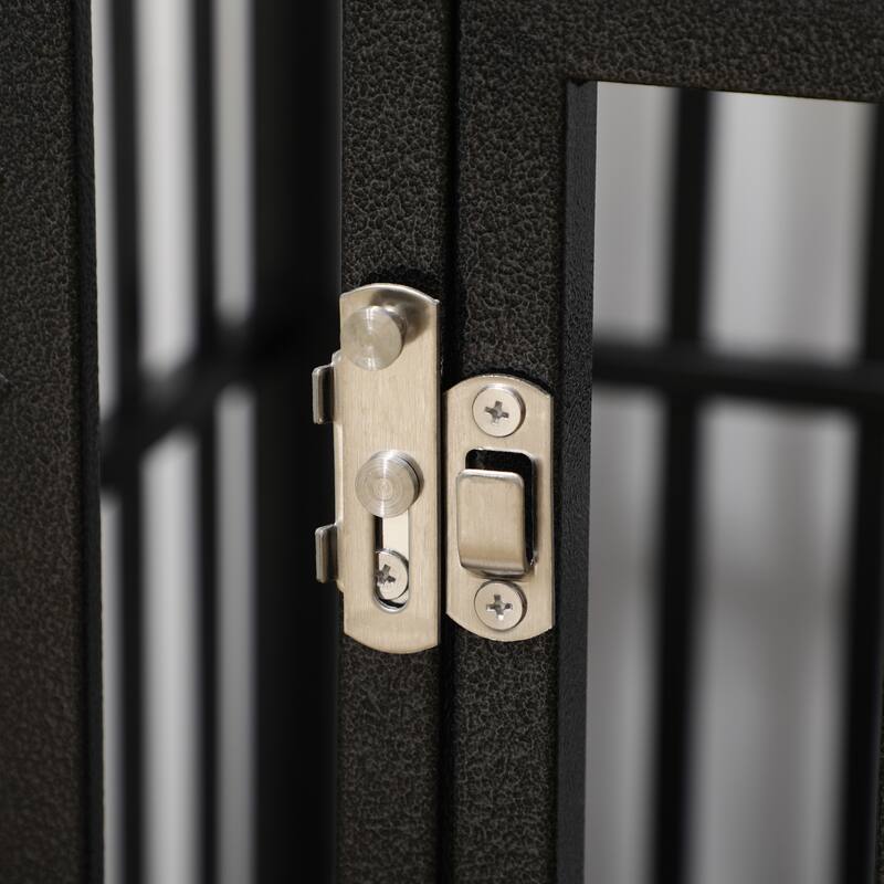 Large Dog Kennel and Playpen with Removable Tray, Locking Wheels, and Paw-Safe Floor for High Anxiety Dogs