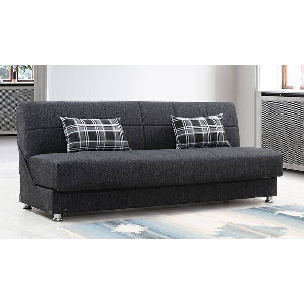 Oxnard Black Fabric Armless Convertible Sleeper Sofa with Storage Bed