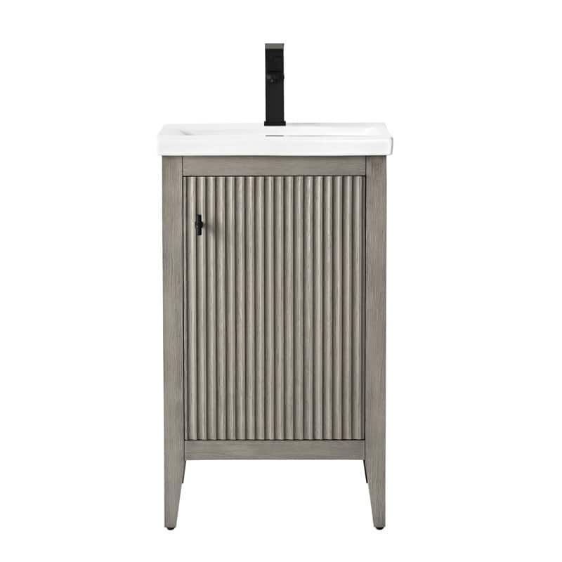 Vanity Art 20" Single Sink Bathroom Vanity Cabinet with Ceramic Top