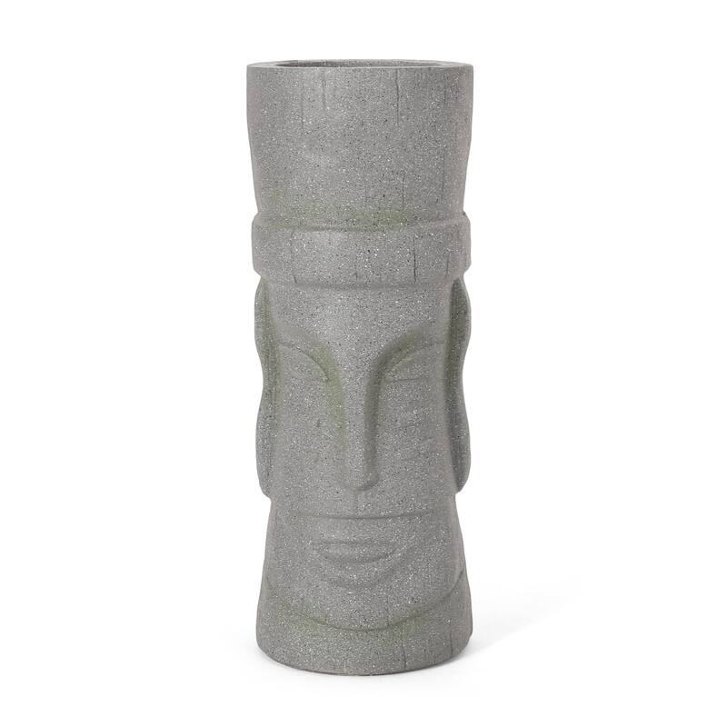 Poulan Outdoor Cast Stone Outdoor Polynesian Decorative Planter by Christopher Knight Home