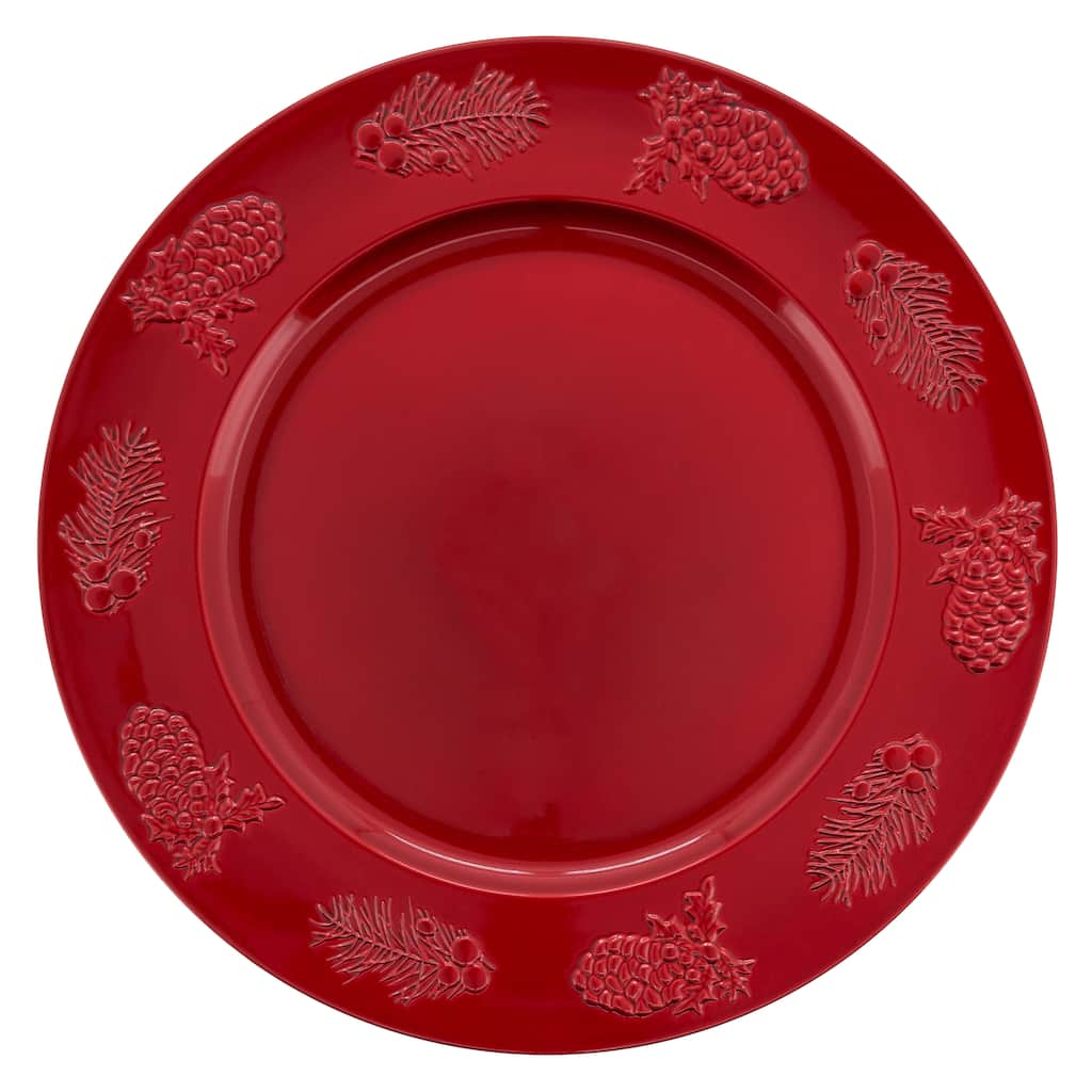 Charger Plates With Holly Berry Design (Set of 4)