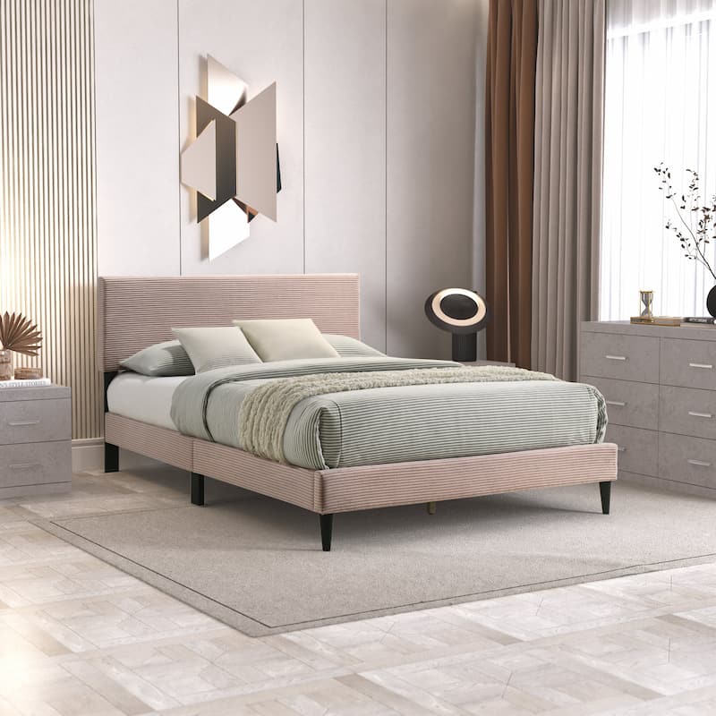 Bayson Wood Frame Queen Platform Bed With Headboard