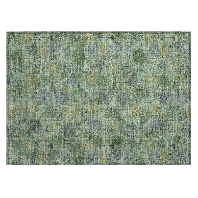 Machine Washable Indoor/Outdoor Modern Floral Chantille Rug