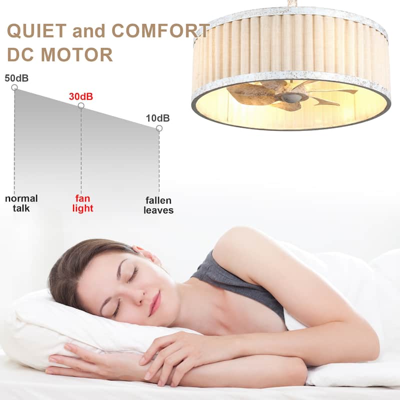 Bella Depot 20" Modern White Drrum Ceiling Fan with Light and Remote 6-speed