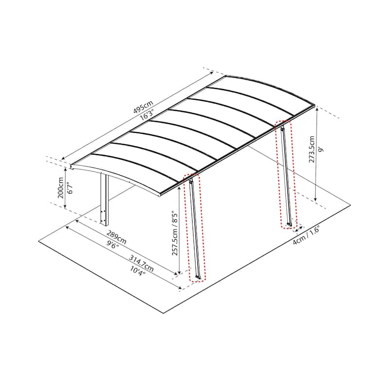 Arizona Breeze/Wave Gray Double Wings Shape Carport with Solid Roof Panels