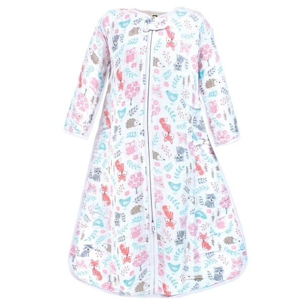slide 1 of 1, Hudson Baby Infant Girl Long Sleeve Muslin Sleeping Bag, Wearable Blanket, Sleep Sack, Woodland Fox, 12-18 Months 12-18 Months - Woodland Fox
