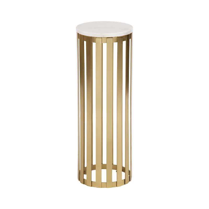 Kate and Laurel Paynter Marble Drink Table - 9" Diameter - Gold - Marble