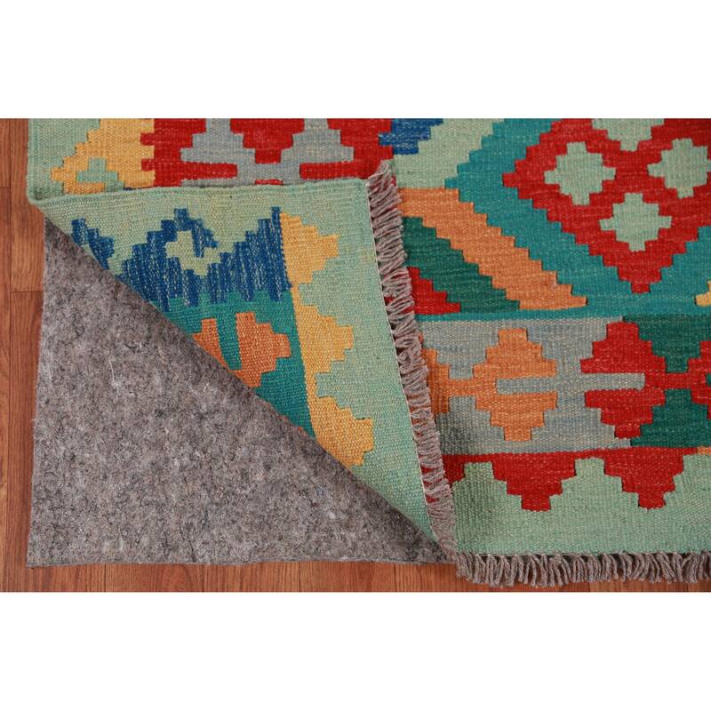 Hand Woven Oriental 100% Wool Carpet Southwestern Geometric Multi-Colored Kilim Area Rug - 8' 4'' X 5' 8''