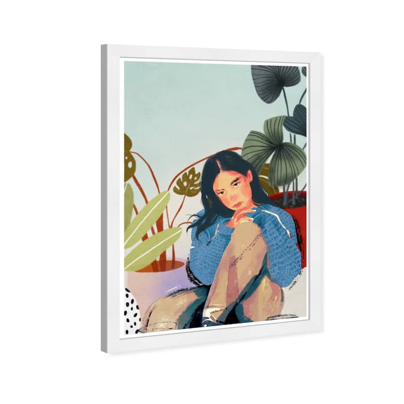 Wynwood Studio Prints Floral and Botanical Gentle Loung Plants Blue and Modern & Contemporary Wall Art Canvas Print