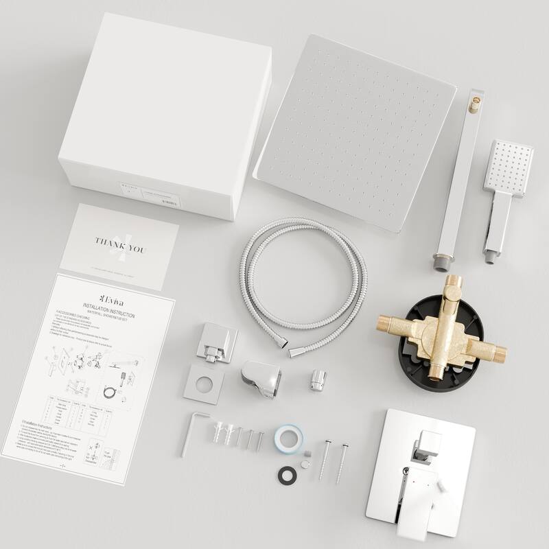 Eviva Edge Shower System with Slide Bar Hand-Shower and Thermostatic Valve