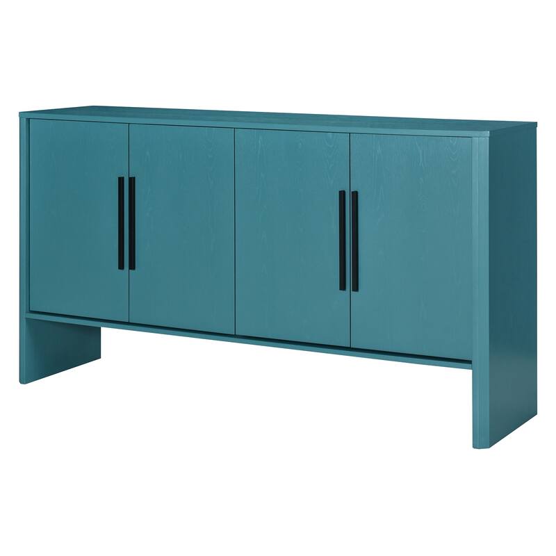 4-Door Retro Sideboard with Adjustable Shelves, Large Storage Cabinet, Antique Blue