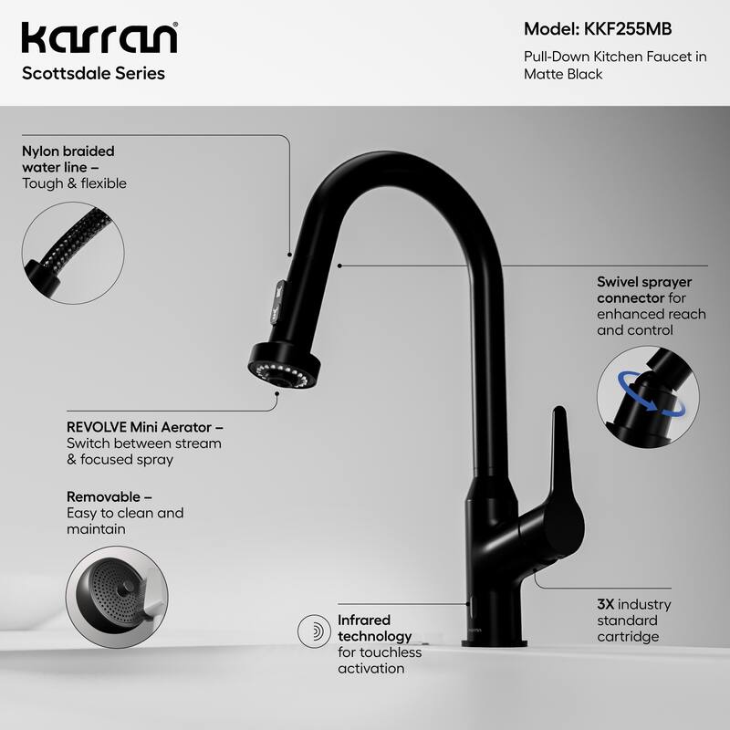 Karran Scottsdale Single-Handle Pull-Down Sprayer Touchless Kitchen Faucet